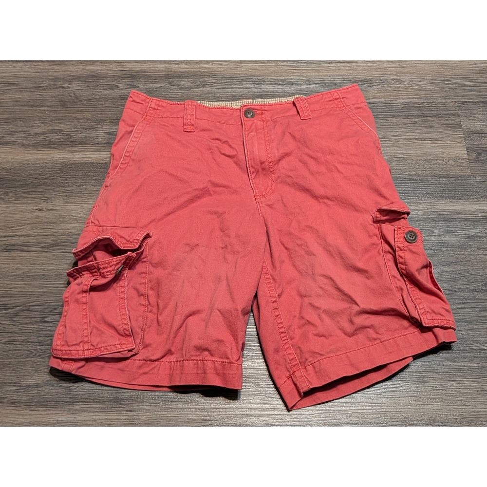 Aeropostale Mens Cargo Shorts Size 33 Salmon Coral Red 100% Cotton Utility